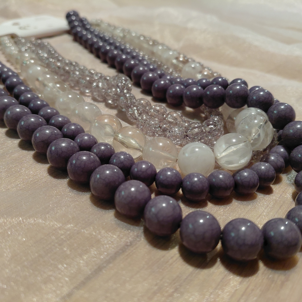 Charming Charlie Purple and Clear Beaded Necklace